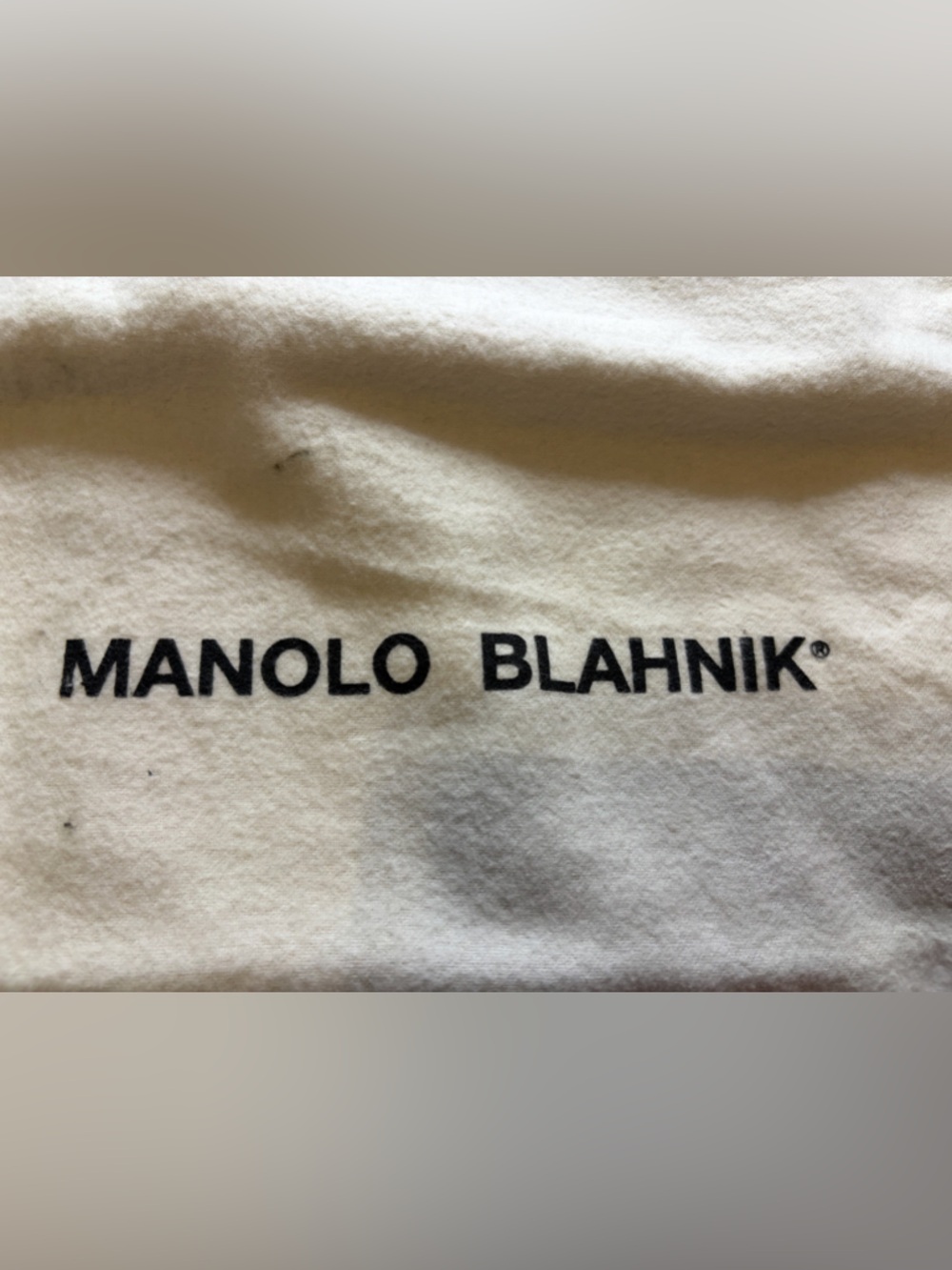 Manolo Blahnik White Dust Bag with Black Logo